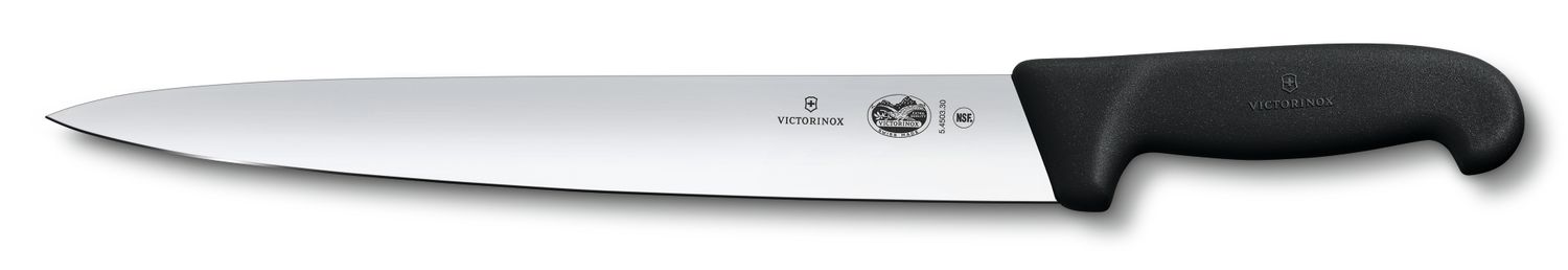 VICTORINOX Slicing Knife - Pointed Tip - Black - 25 cm - Straight Edge - Wide, Straight Edge