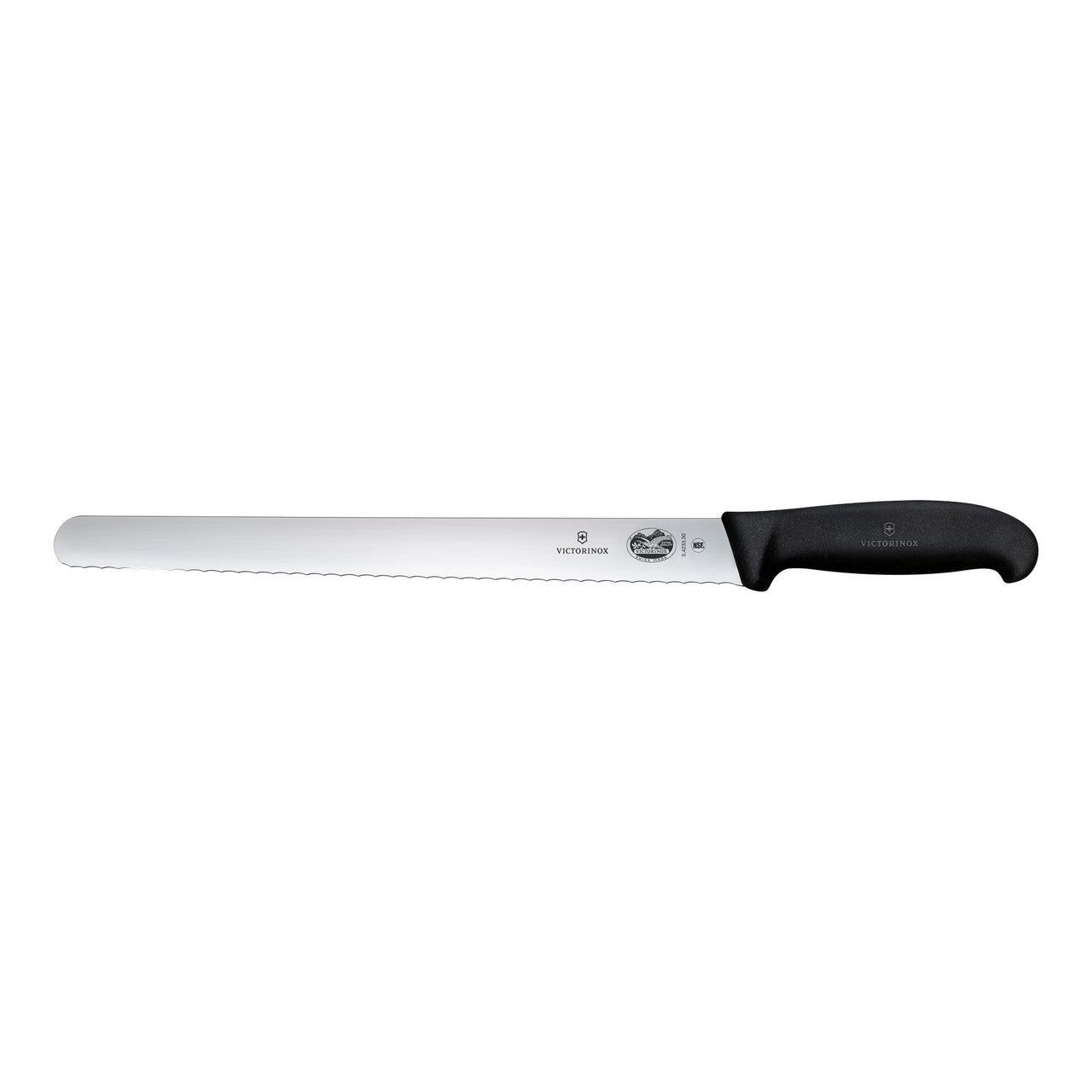 VICTORINOX Fibrox Fibrox Slicing Knife, 30cm, Wavy Edge - Black
