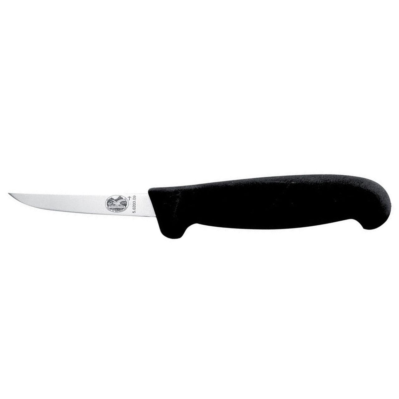 VICTORINOX Fibrox Boning Knife, 9cm Straight, Ext Narrow - Black - Straight Edge