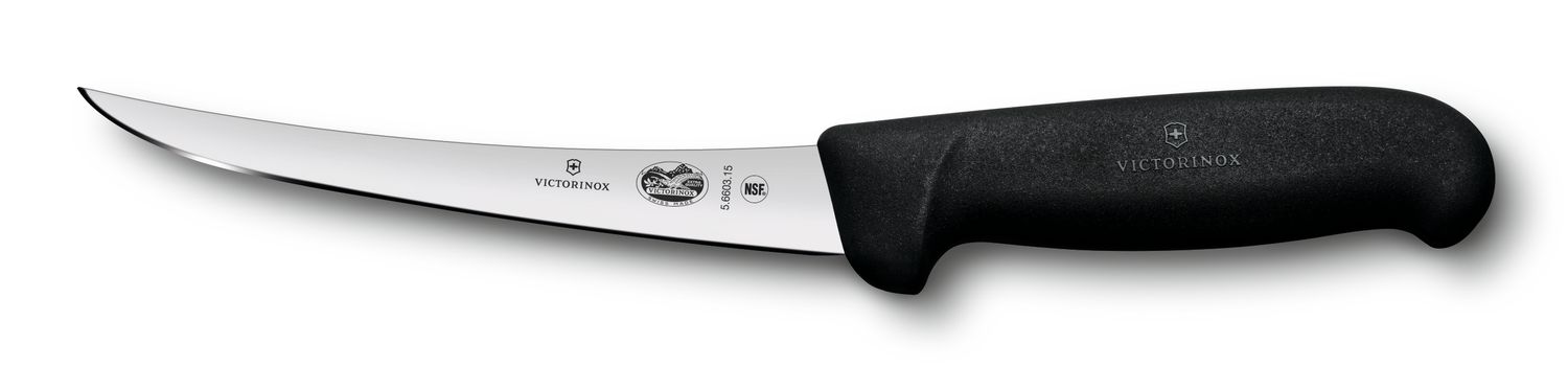 VICTORINOX Boning Knife - Curved - Black - 12 cm - Straight Edge