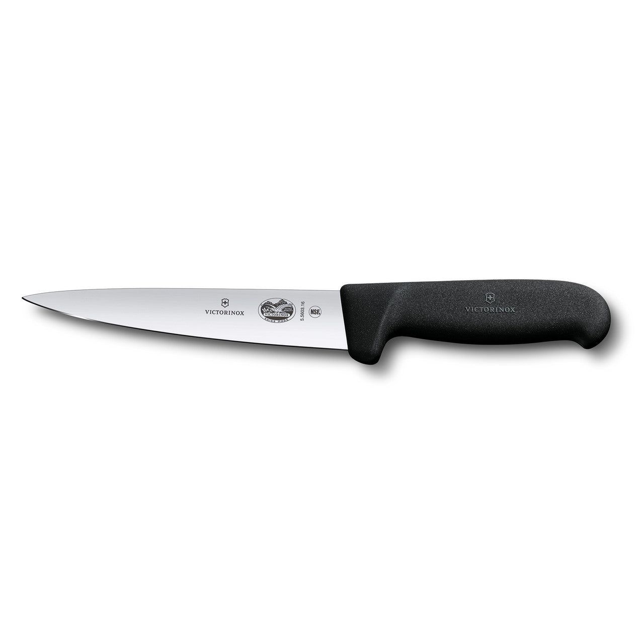 VICTORINOX Fibrox Sticking Knife, 12cm, Pointed Blade - Black - Straight Edge