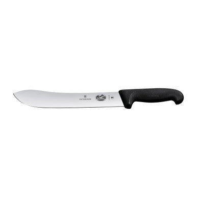 VICTORINOX Fibrox Butchers Knife, 25cm Wide Tip Blade - Black - Straight Edge