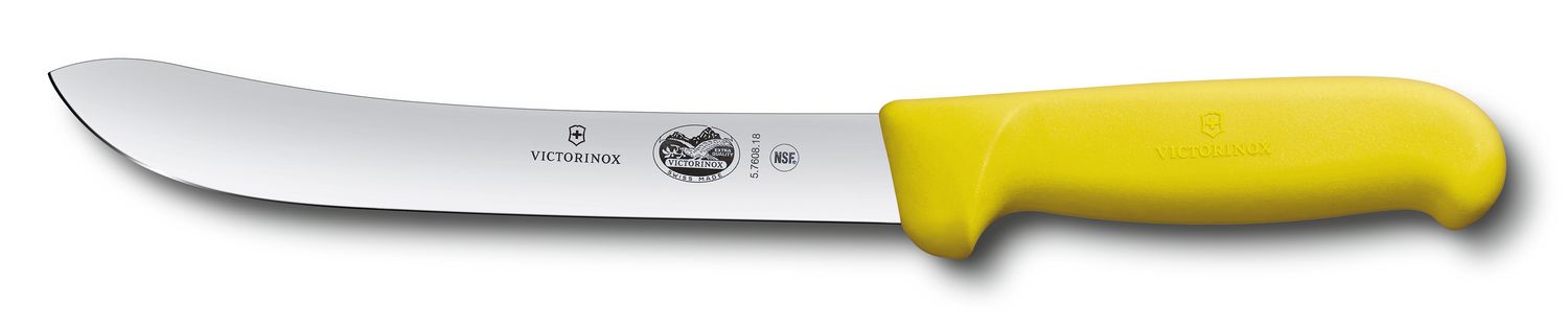 VICTORINOX Butchers Knife - Heavy Stiff - Yellow - 18 cm - Straight Edge