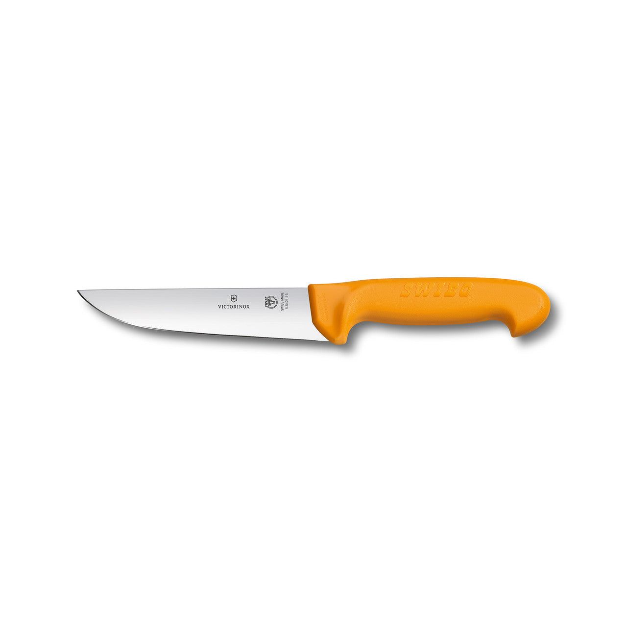 VICTORINOX Swibo Butchers Knife, 16cm Straight Back Blade - Yellow - Straight Edge