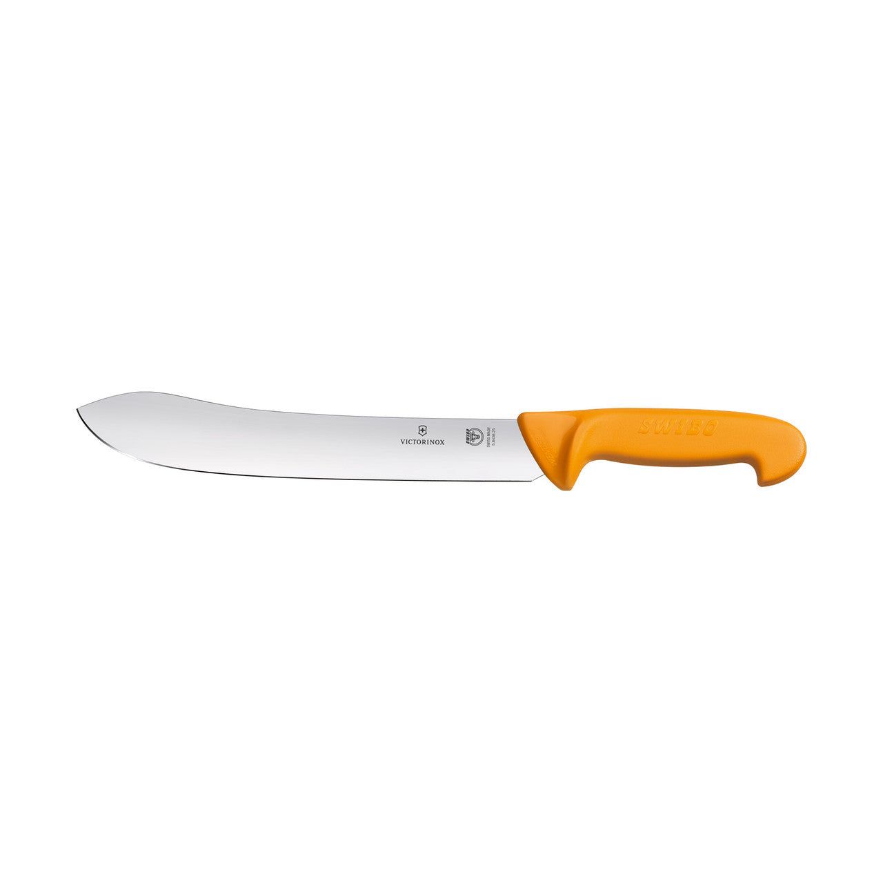 VICTORINOX Swibo Butchers Knife, 25cm Wide Tip Stiff Blade - Yellow - Straight Edge