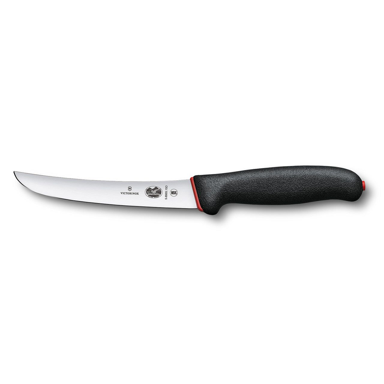 VICTORINOX Fibrox Boning Knife, 15cm Curved, Wide Blade, Dual Grip - Straight Edge