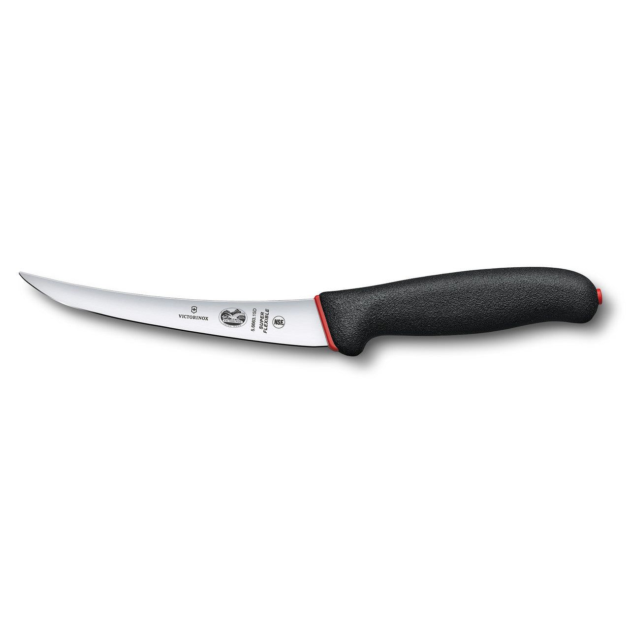 VICTORINOX Fibrox Boning Knife, 15cm Curved, Super Flexible Narrow Blade, Dual Grip - Straight Edge