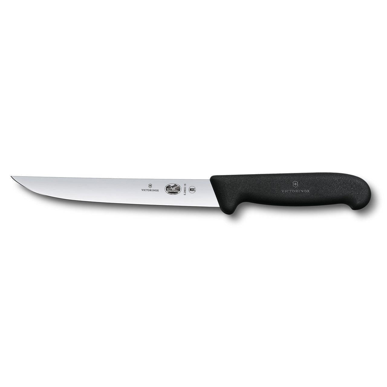 VICTORINOX Fibrox Carving Knife, 18cm, Narrow Blade - Black - Straight Edge