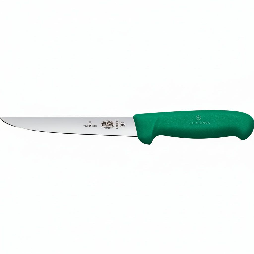 VICTORINOX Fibrox Boning Knife, 15cm, Straight Wide Blade - Green - Straight Edge