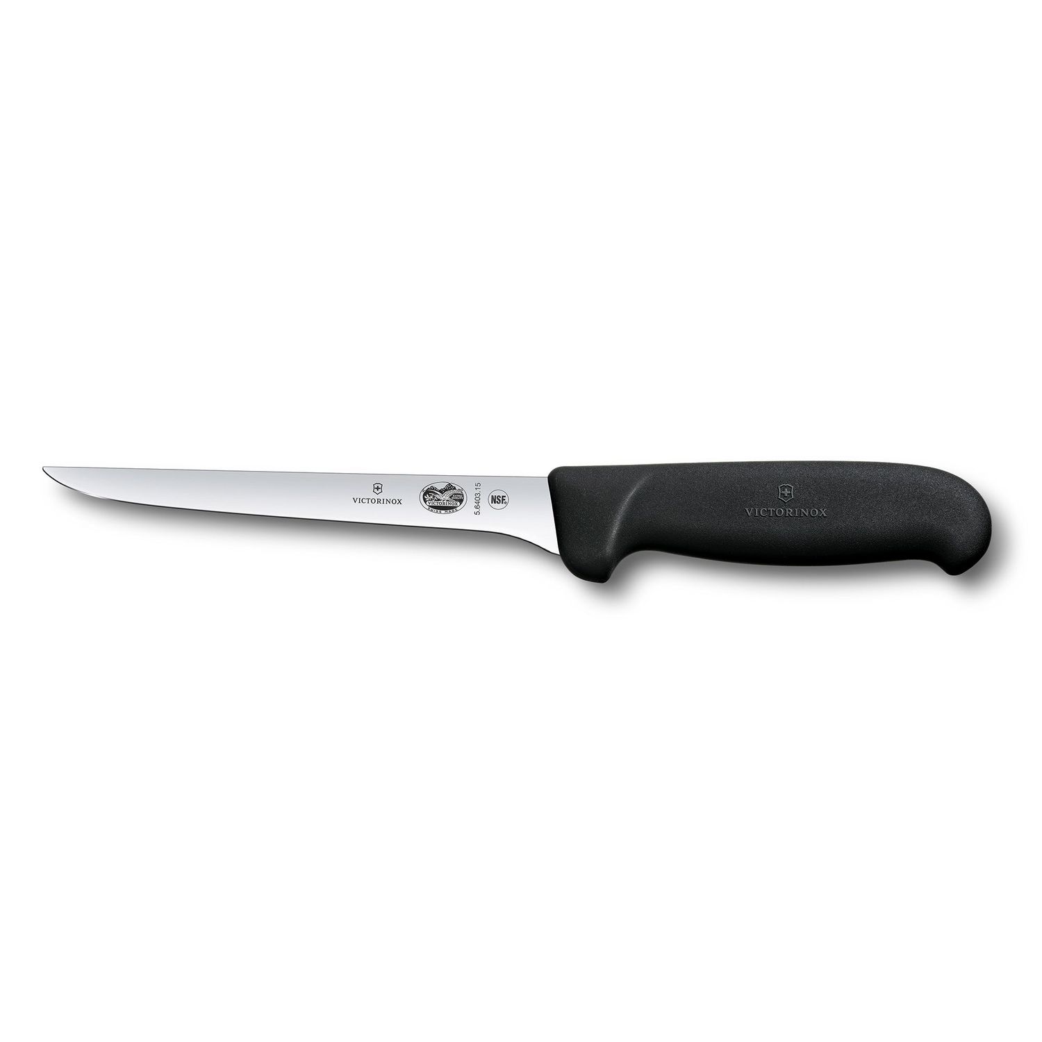 VICTORINOX Fibrox Boning Knife,15cm Straight,Narrow Blade - Black - Straight Edge
