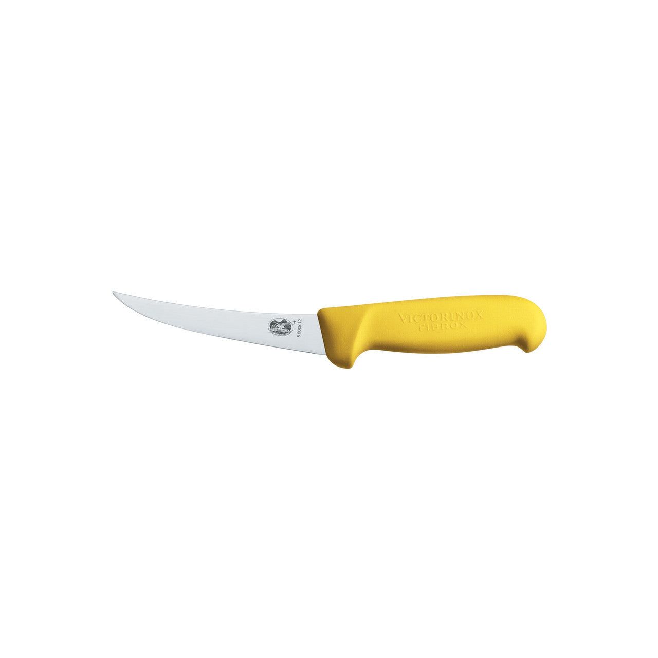 VICTORINOX Fibrox Boning Knife, 12cm, Curved - Yellow - Straight Edge