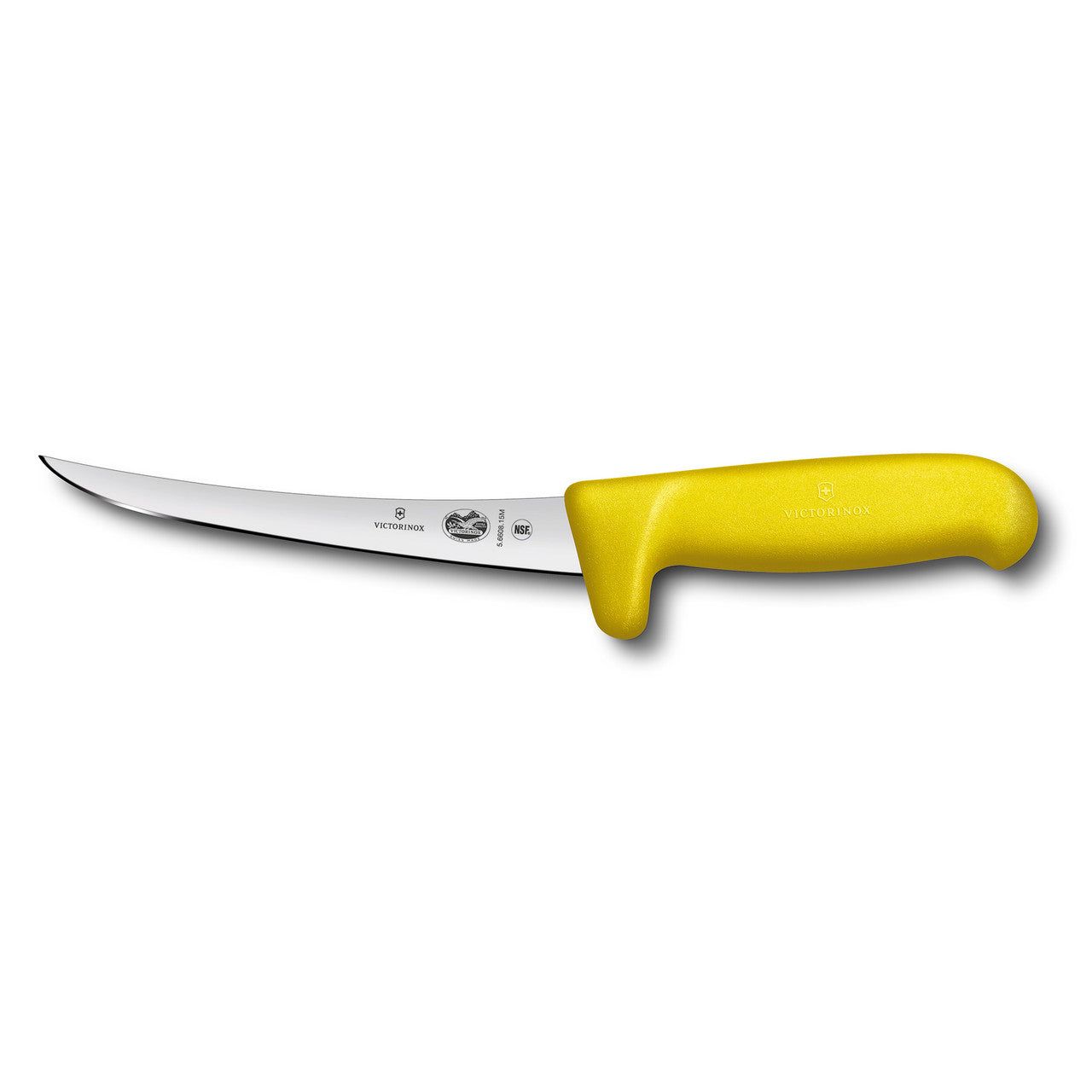 VICTORINOX Fibrox Boning Knife, 15cm Curved, Narrow Blade - Yellow - Straight Edge