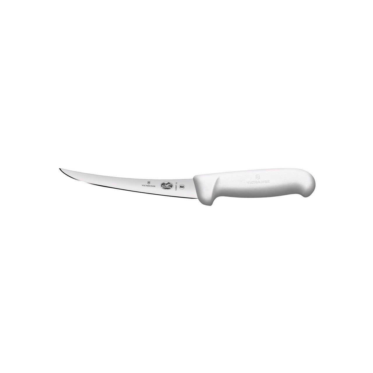 VICTORINOX Fibrox Boning Knife, 15cm Curved, Narrow Blade - White - Straight Edge