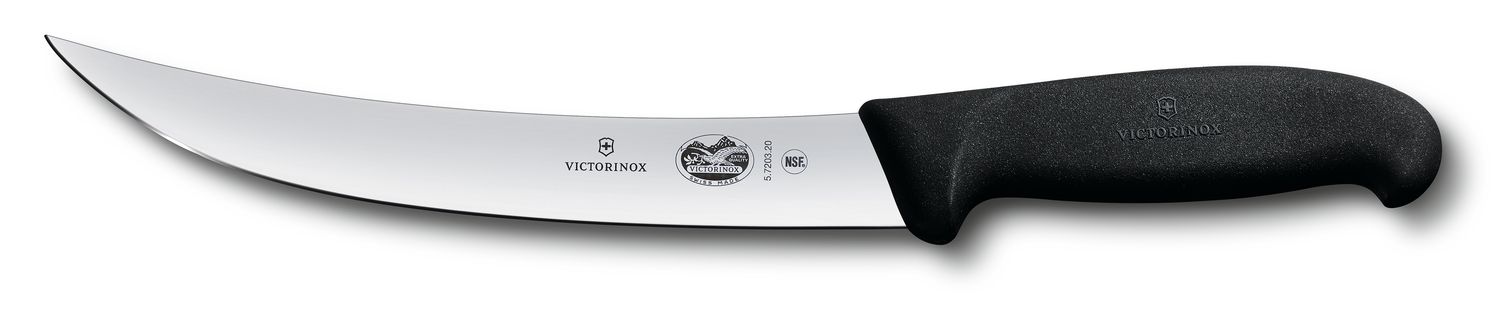 VICTORINOX Fibrox Breaking Knife, 25cm Curved, Narrow Blade - Black - Straight Edge