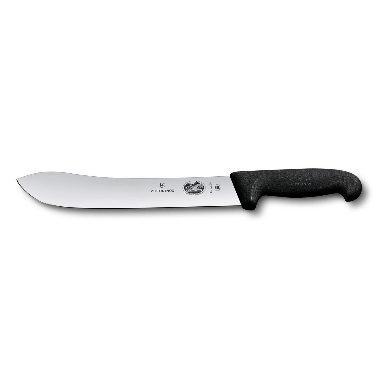 VICTORINOX Fibrox Butchers Knife, 18cm Wide Tip Blade - Black - Straight Edge