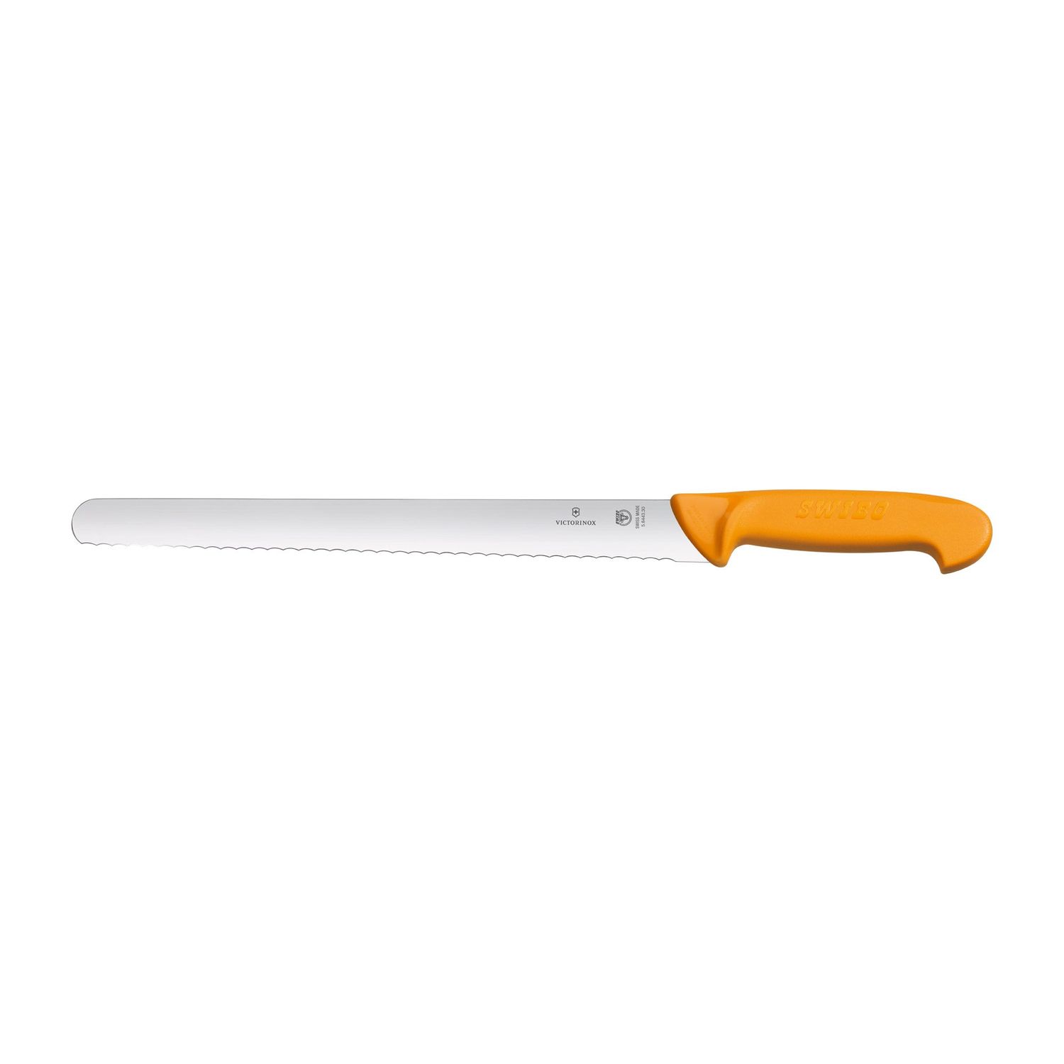 VICTORINOX Swibo Slicing Knife, 30cm Round Wavy Blade 30mm width - Yellow