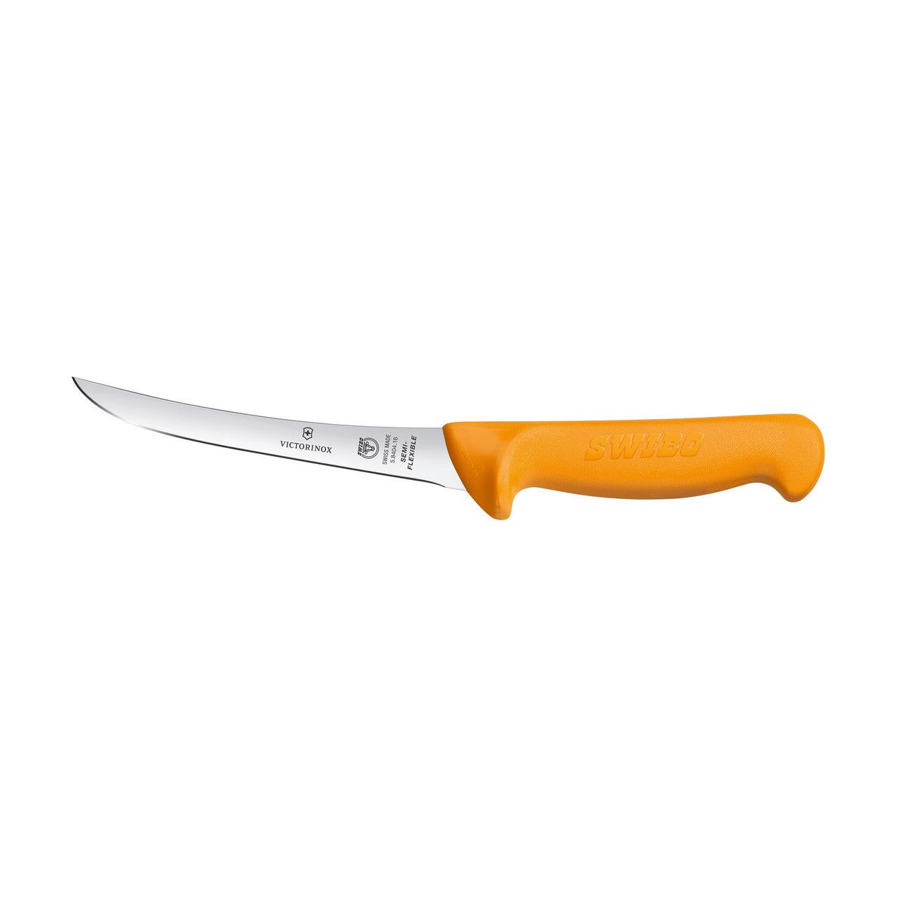 VICTORINOX Swibo Boning Knife, 13cm Curved Narrow Blade, Semi Flexible - Yellow - Straight Edge