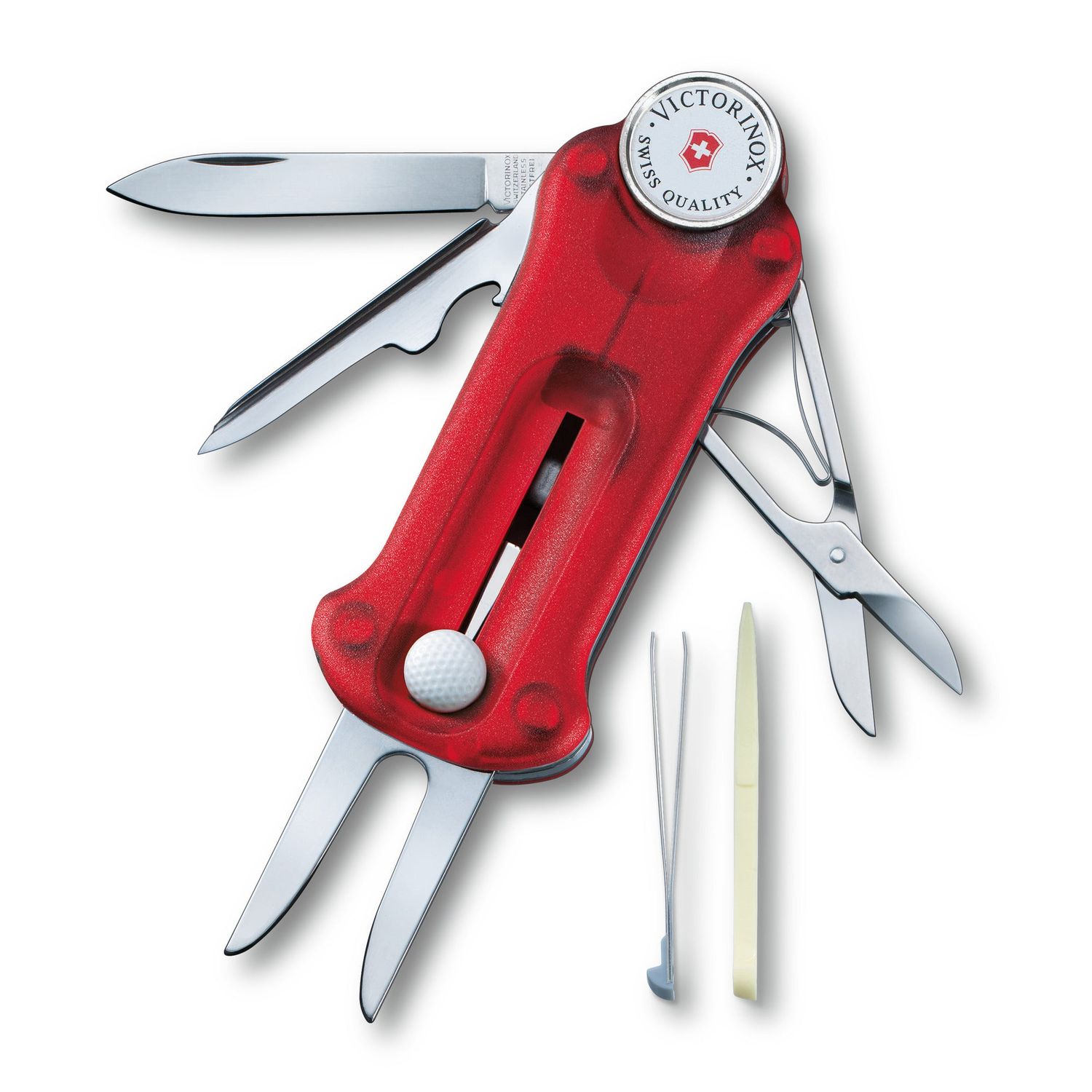 VICTORINOX Swiss Army Knife Golf Tool - Red Transparent