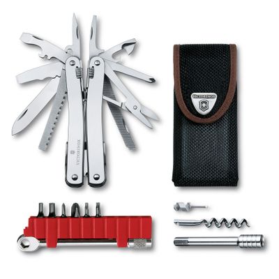 VICTORINOX Swiss Army Knife Swiss Tool Spirit X Plus, Ratchet - Silver - Nylon Pouch