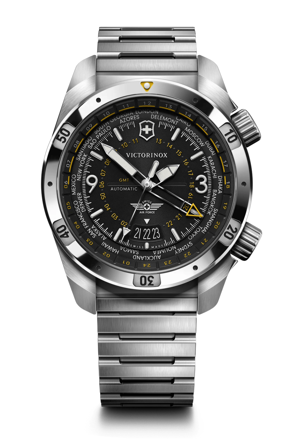 VICTORINOX Air Pro Automatic Watch - 43 mm - Stainless Steel Bracelet - Black Dial