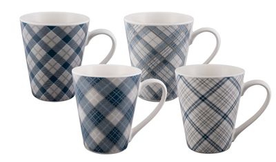 BUNDANOON Conical Mug Set - 400ml - Tartan Blues
