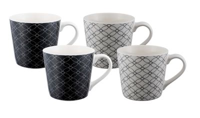 BUNDANOON Mod Mug Set - 400ml - Monochrome Geometrics