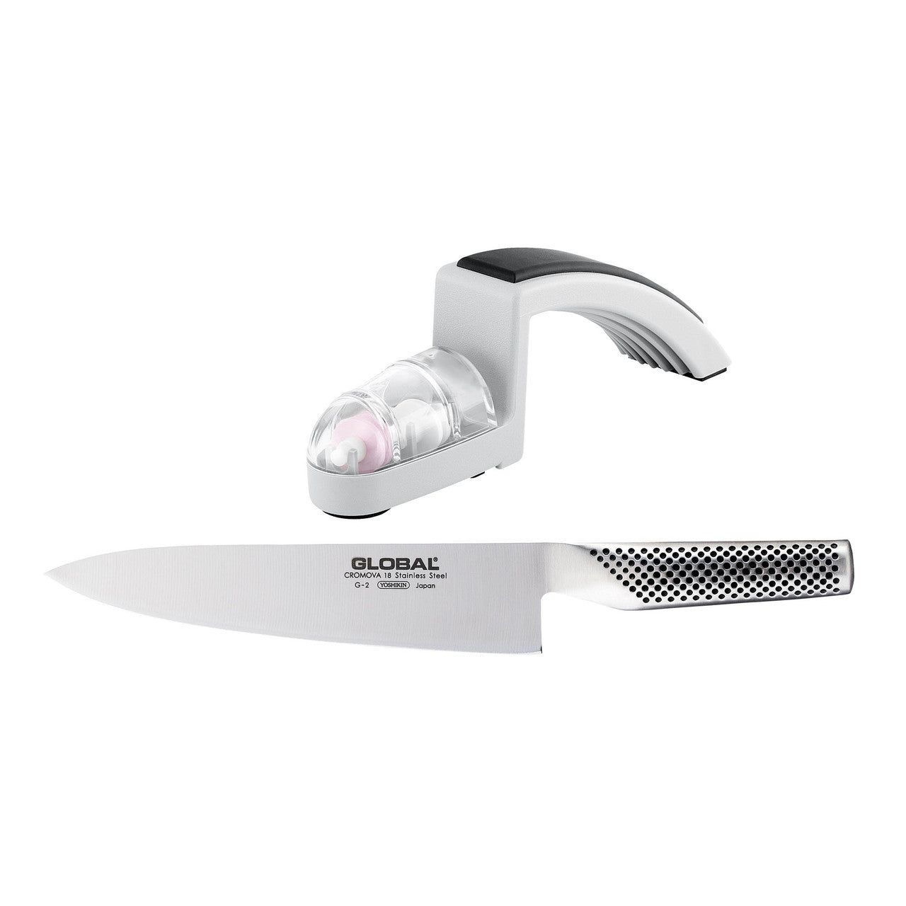 GLOBAL Cook's Knife &amp; Sharpener Set G-2220GB