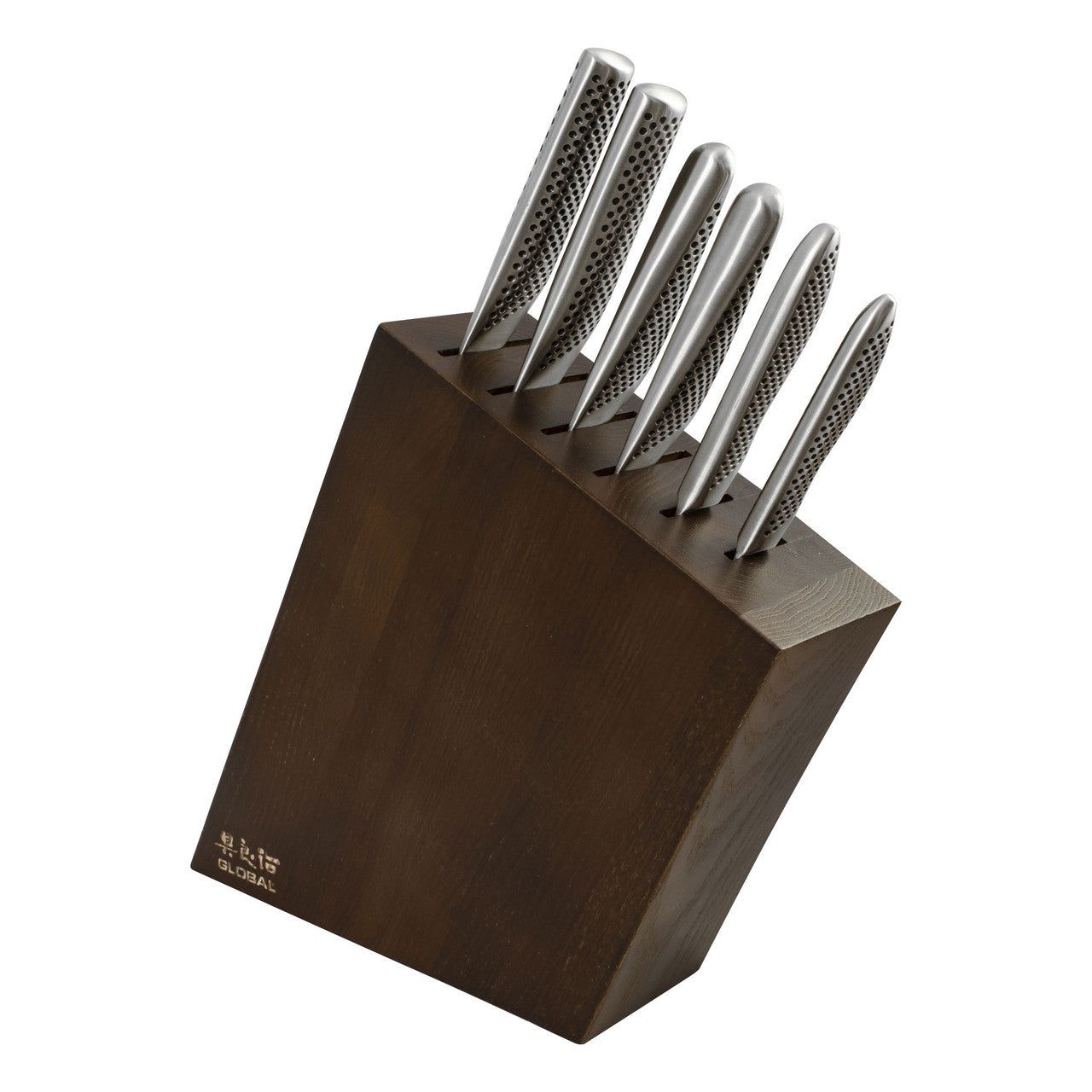 GLOBAL Kyoto 7 Piece Knife Block Set, Stained Ash