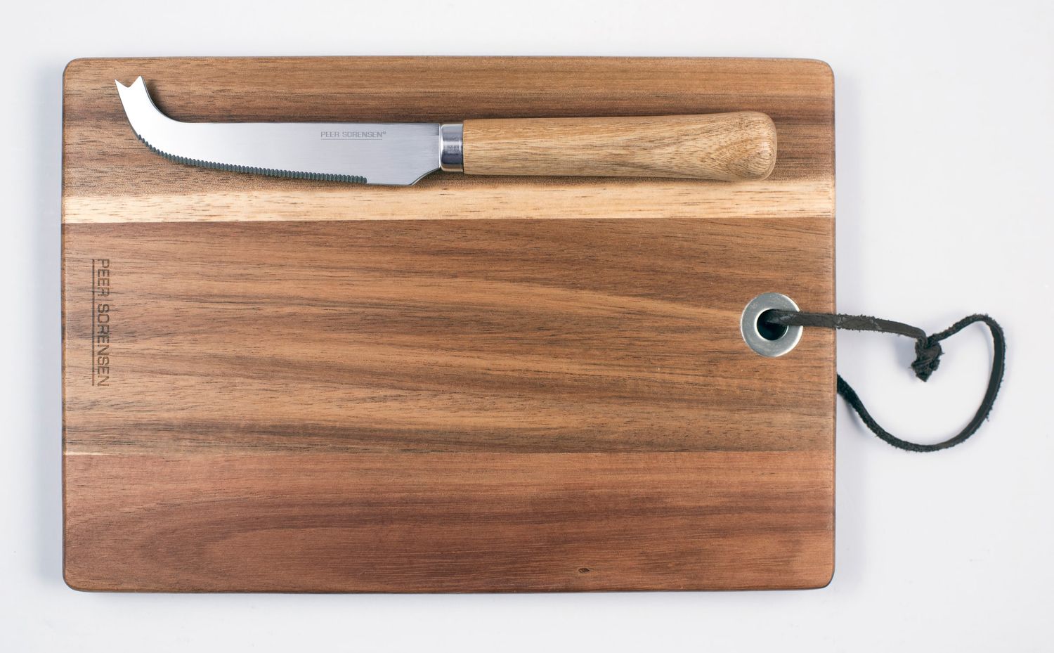 PEER SORENSEN Rectangular Cheese / Serving Board with Serrated Knife, 24.5 x 17 x 1.5cm