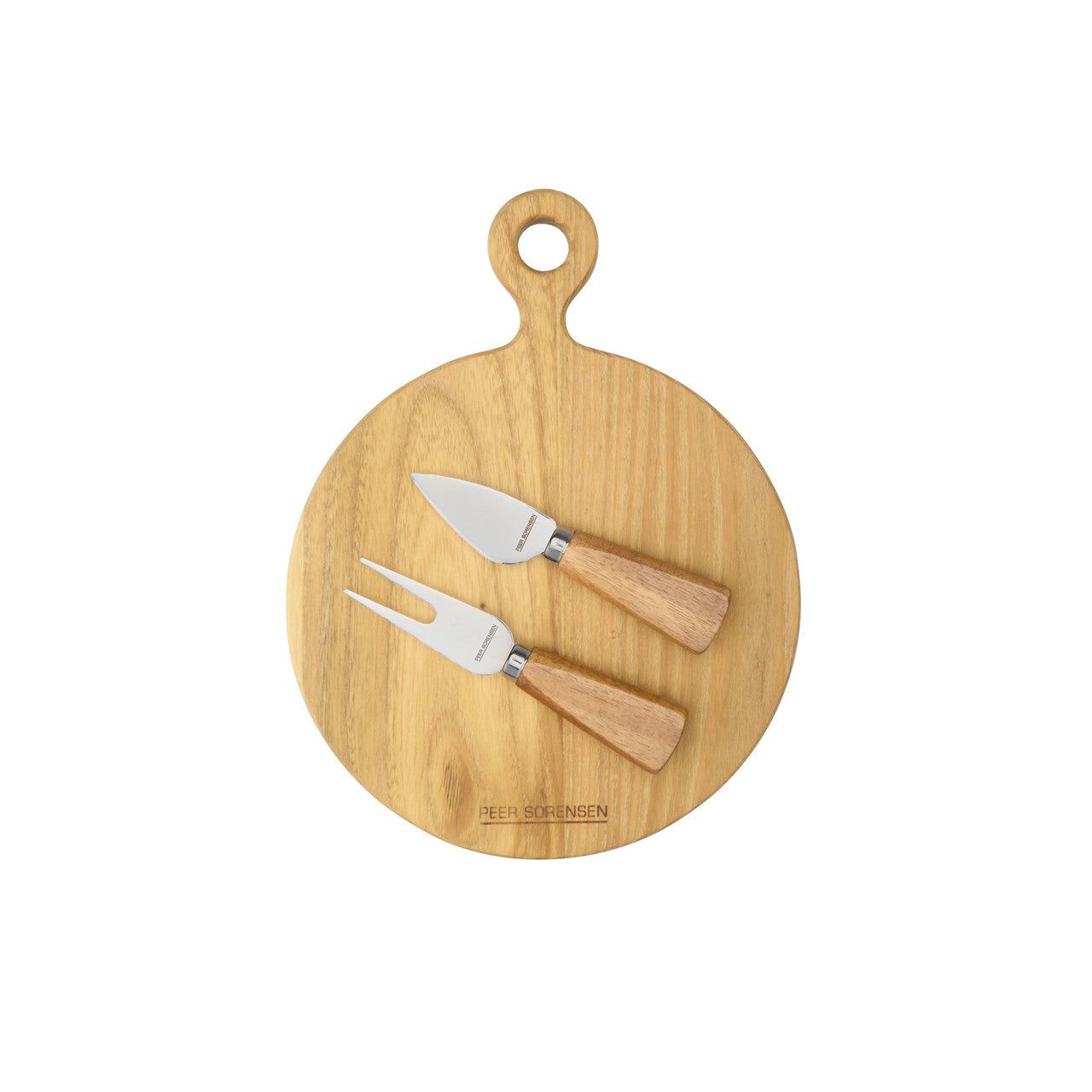 PEER SORENSEN Cheese Knife and Round Board Set, 3 Piece, 26 x 20 x 1.5cm