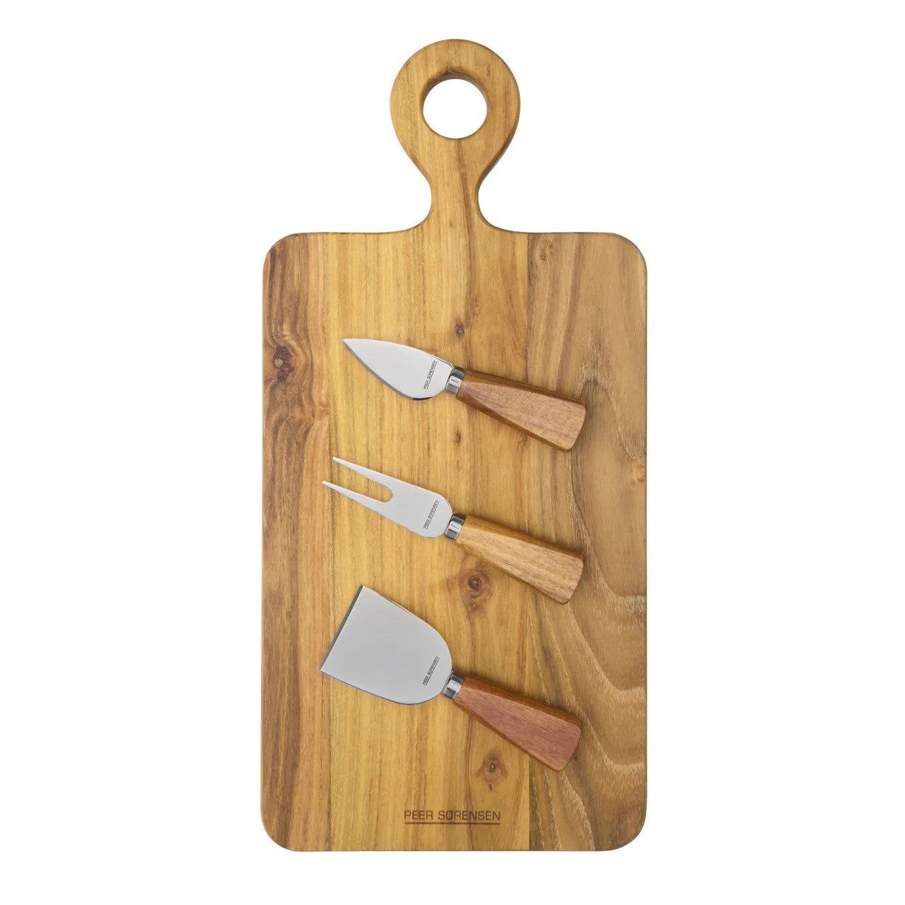 PEER SORENSEN Cheese Knife and Rectangular Board Set, 4 Piece, 42 x 20 x 1.9cm