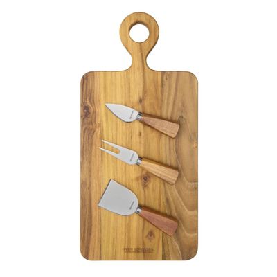 PEER SORENSEN Cheese Knife and Rectangular Board Set, 4 Piece, 42 x 20 x 1.9cm