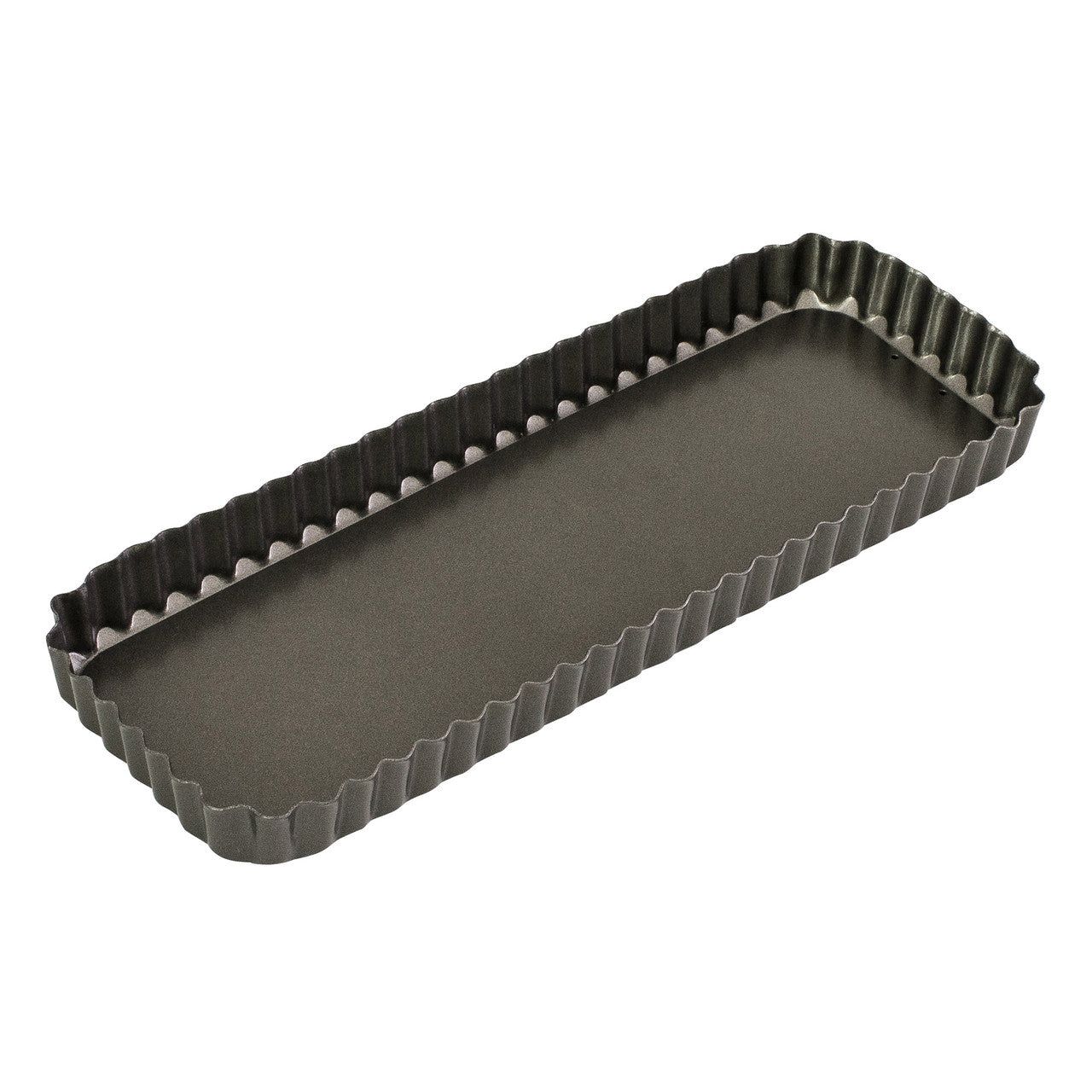 BAKEMASTER Loose Base Fluted Rectangular Flan / Quiche Pan, 36 x 13 x 3.5cm
