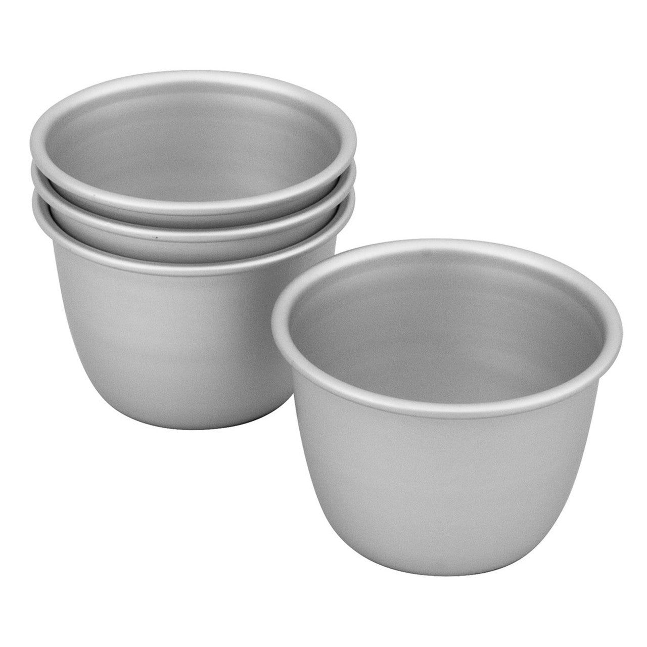 BAKEMASTER Silver Anodised Set of 4 Pudding Pan