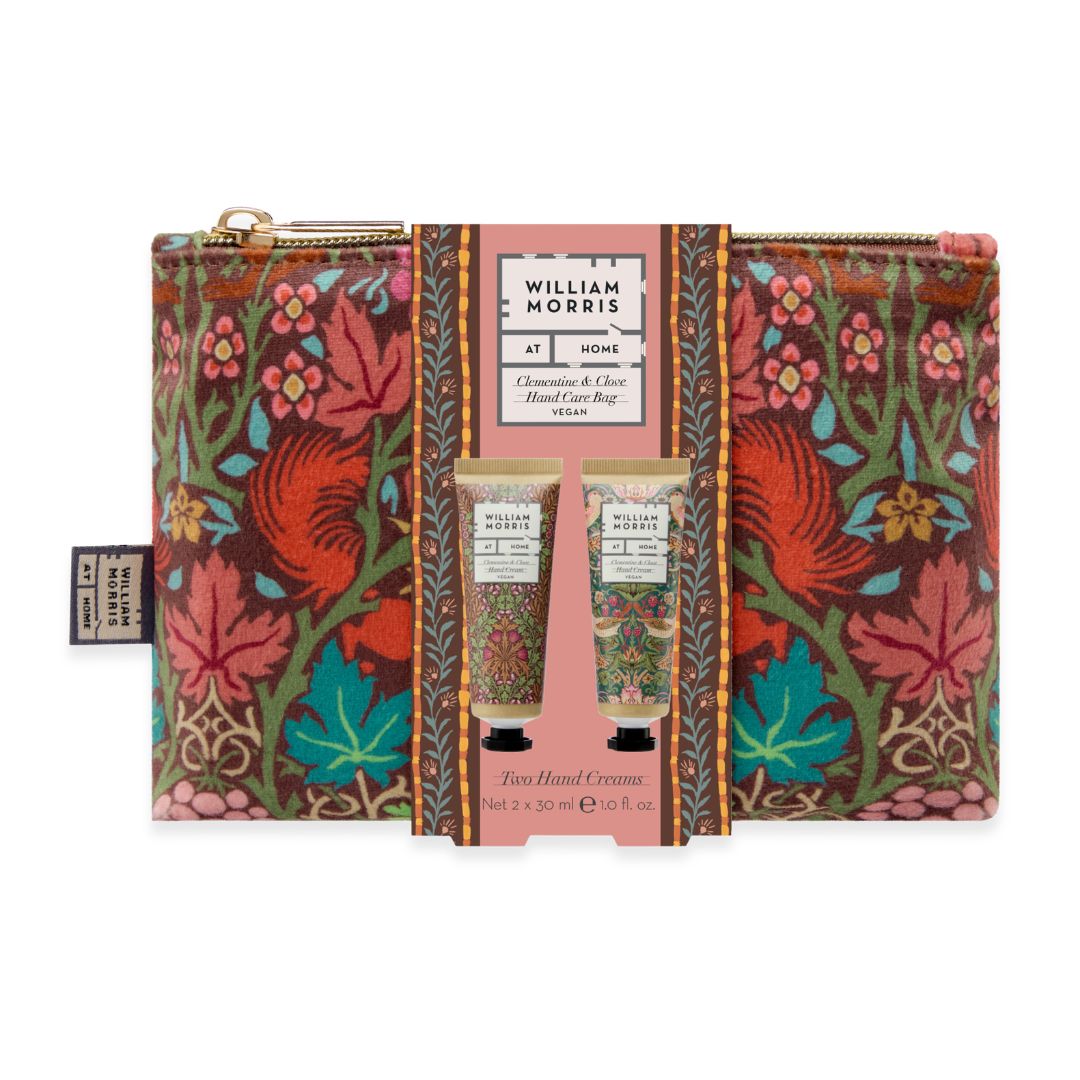 HEATHCOTE &amp; IVORY William Morris at Home Oak &amp; Willow Hand Care Velvet Pouch Set