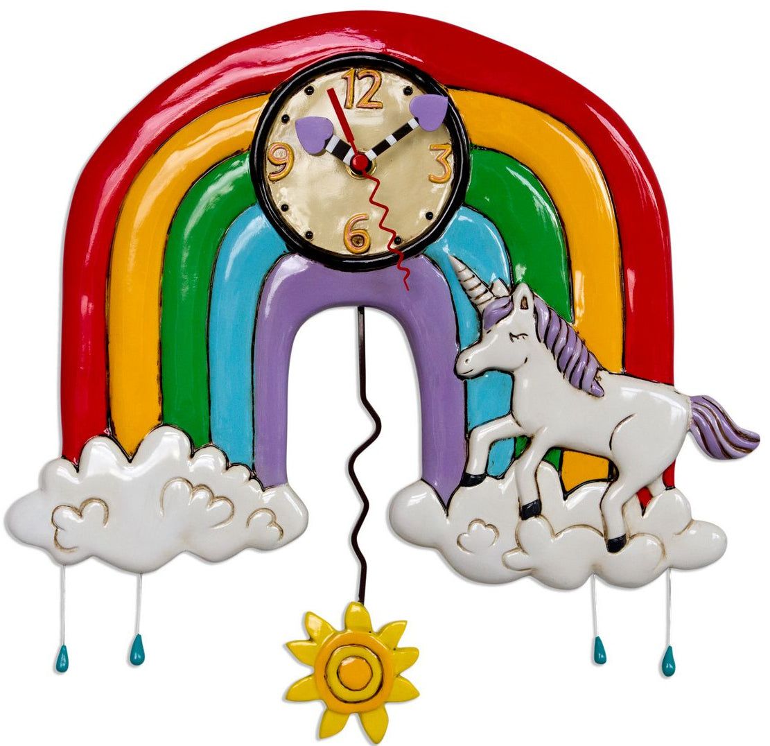 ALLEN DESIGNS Rainbows &amp; Unicorn Clock