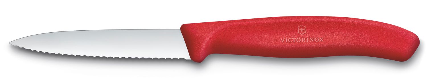 VICTORINOX Swiss Classic Paring Knife - Red - 8 cm - Wavy Edge