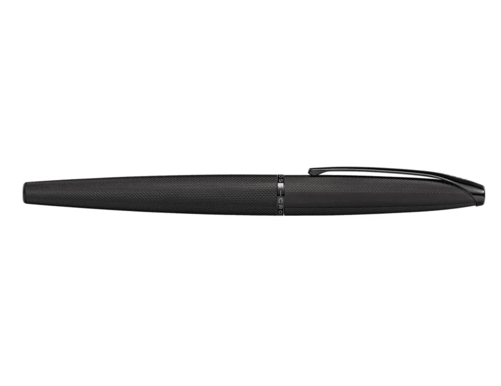 CROSS ATX® Brushed Black with Machine-Turned, Diamond-Pattern Engraving with Polished Black PVD Appointments and Polished Black PVD Coated Stainless Steel Extra-Fine Nib Fountain Pen