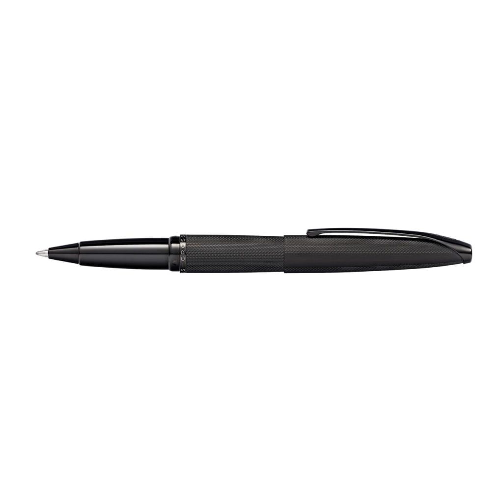 CROSS ATX® Brushed Black with Machine-Turned, Diamond-Pattern Engraving with Polished Black PVD Appointments Selectip® Rollerball Pen