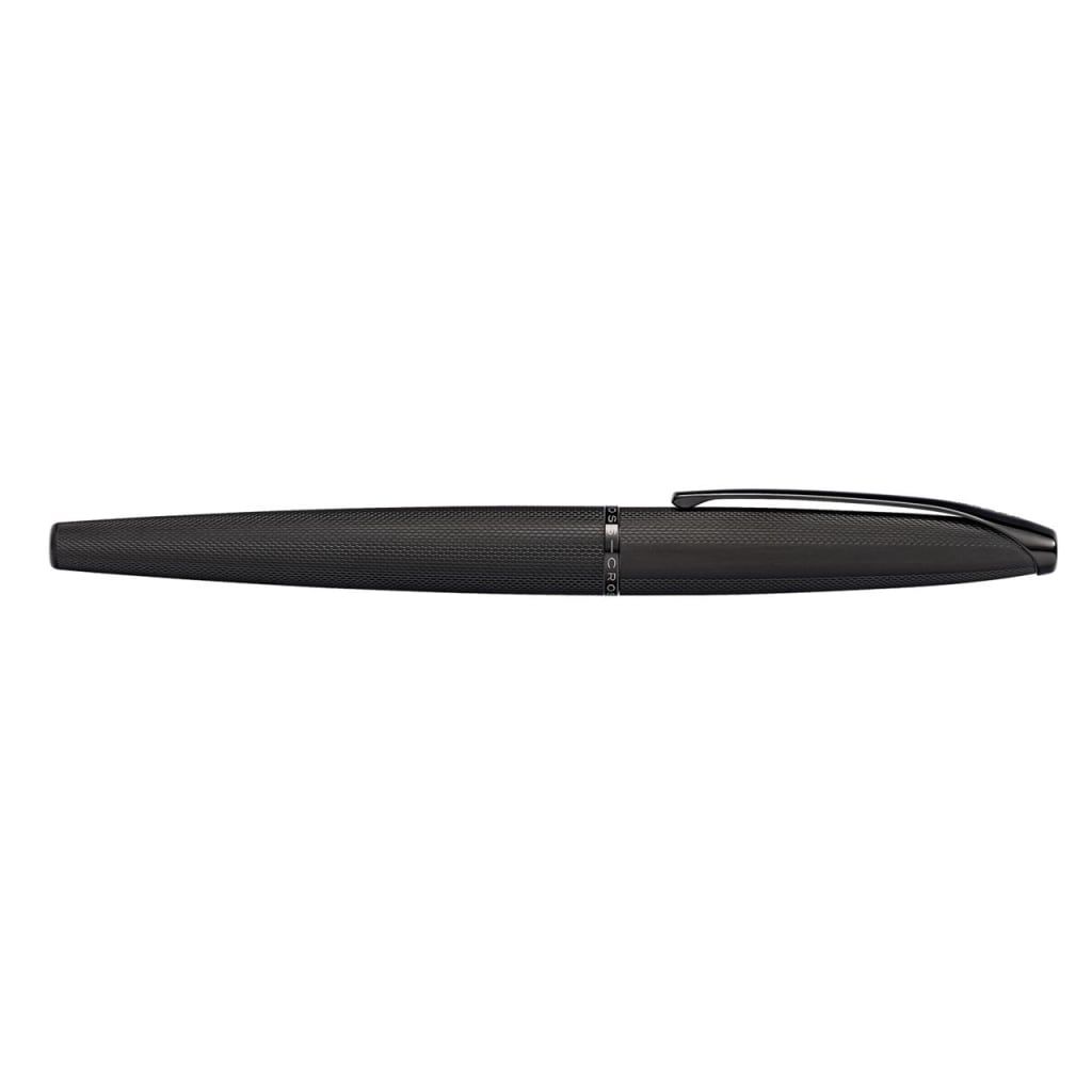 CROSS ATX® Brushed Black with Machine-Turned, Diamond-Pattern Engraving with Polished Black PVD Appointments and Polished Black PVD Coated Stainless Steel Medium Nib Fountain Pen