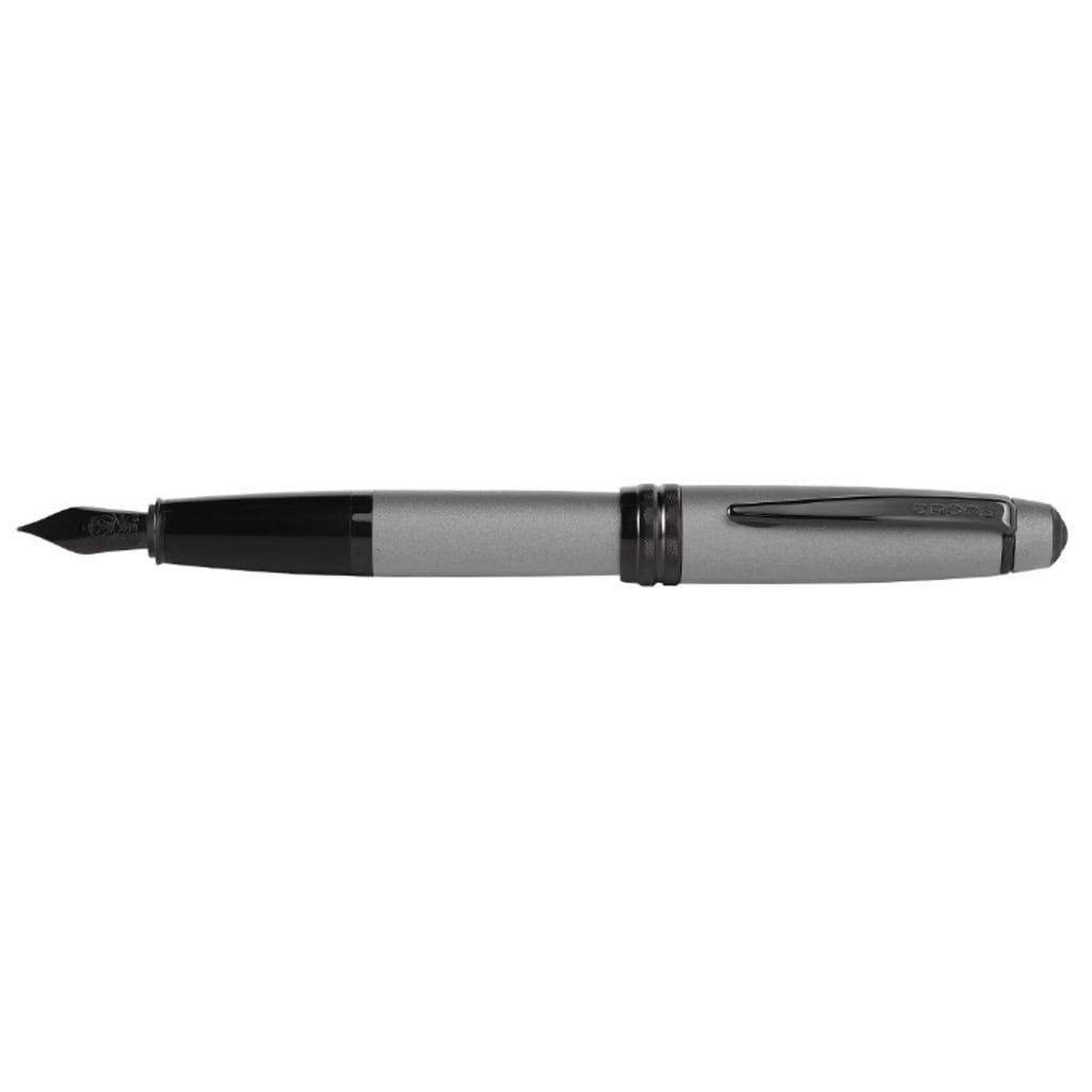 CROSS Bailey™ Matte Gray Lacquer with Polished Black PVD appointments and Polished Black PVD Coated Stainless Steel Extra-Fine Nib Fountain Pen