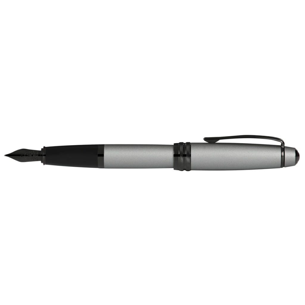 CROSS Bailey™ Matte Gray Lacquer with Polished Black PVD appointments and Polished Black PVD Coated Stainless Steel Fine Nib Fountain Pen