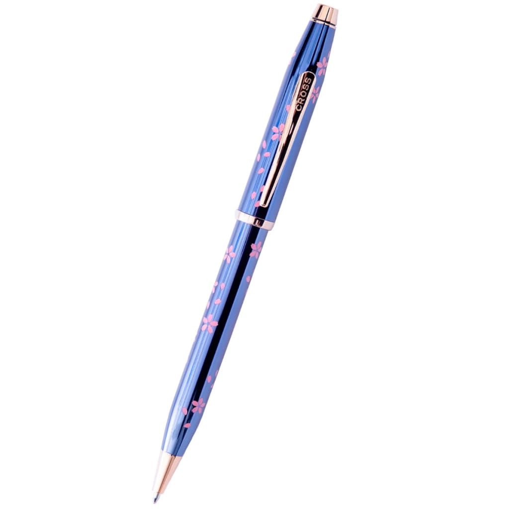 CROSS Century® II Cherry Blossom Translucent Blue Lacquer with Polished Rose Gold PVD Appointments Ballpoint Pen
