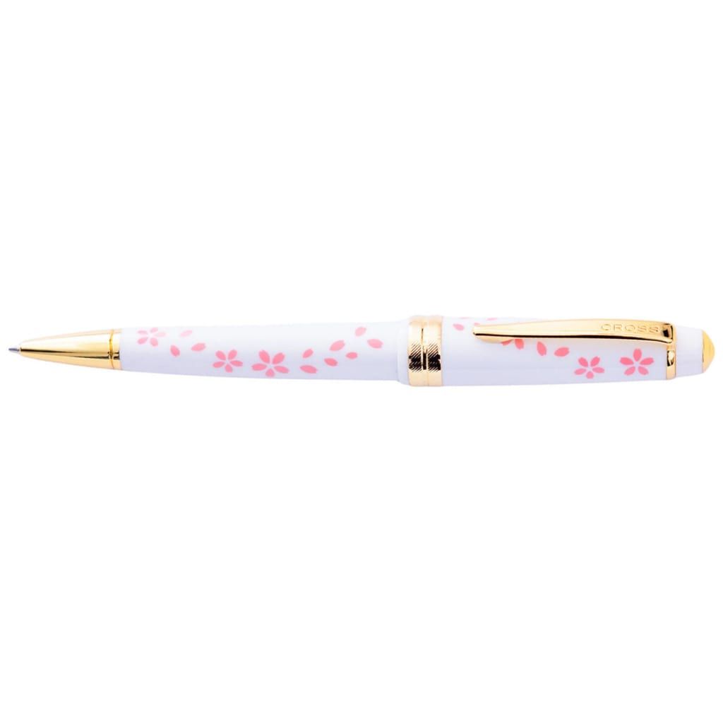 CROSS Coventry Cherry Blossom Pearl White Lacquer Sakura Pink Screenprint with Polished Gold Tone Appointments Ballpoint Pen