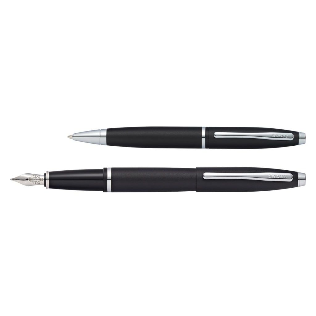 CROSS Calais™ Matte Black with Chrome Appointments Ballpoint and Medium Nib Fountain Pen Gift Set