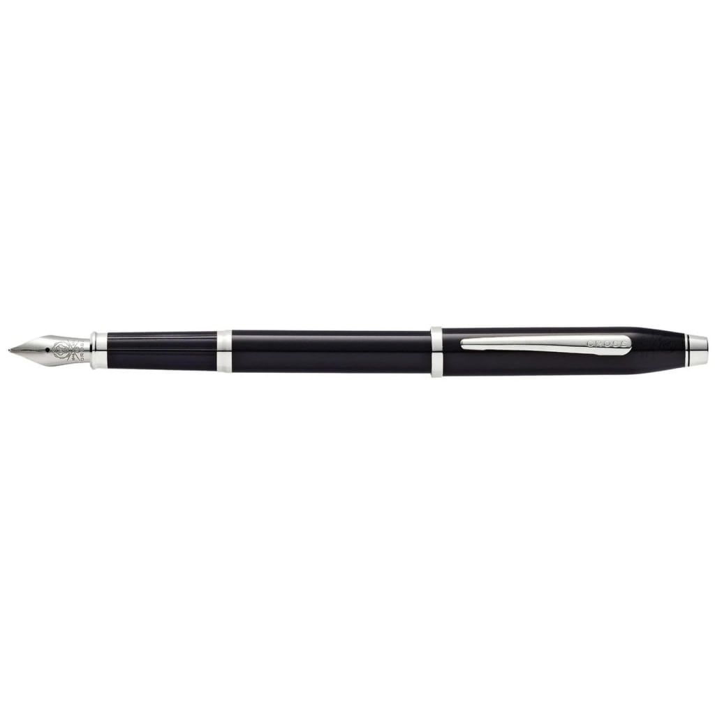 CROSS Century® II Black Lacquer with Chrome Plated Appointments and Polished Stainless Steel Fine Nib Fountain Pen