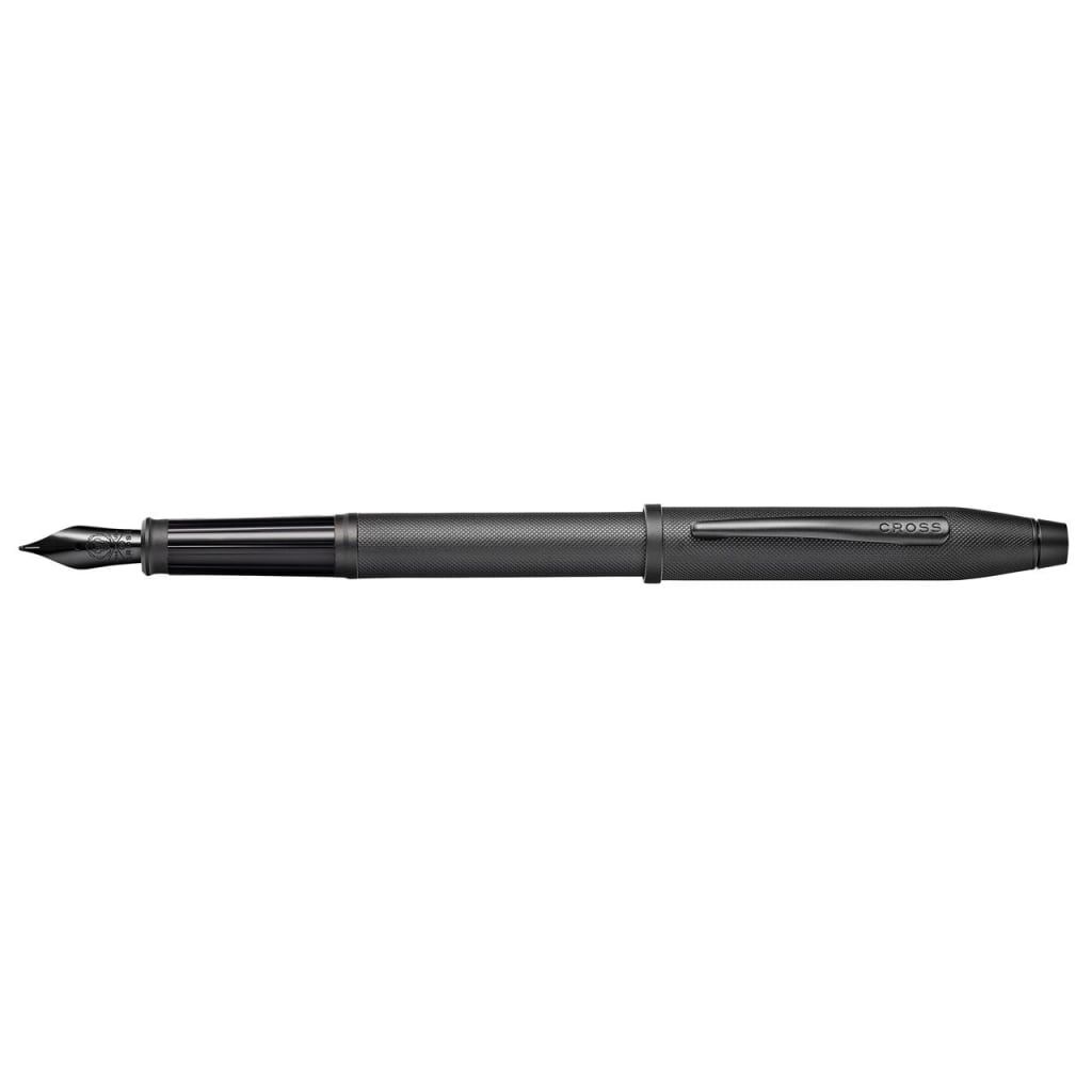 CROSS Century® II Black Micro Knurl and Matte Black PVD Fine Nib Fountain Pen with Polished Black PVD Coated Stainless Steel Nib