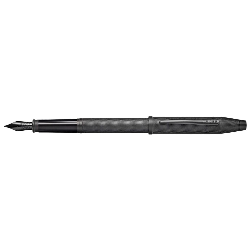 CROSS Century® II Black Micro Knurl and Matte Black PVD Medium Nib Fountain Pen with Polished Black PVD Coated Stainless Steel Nib