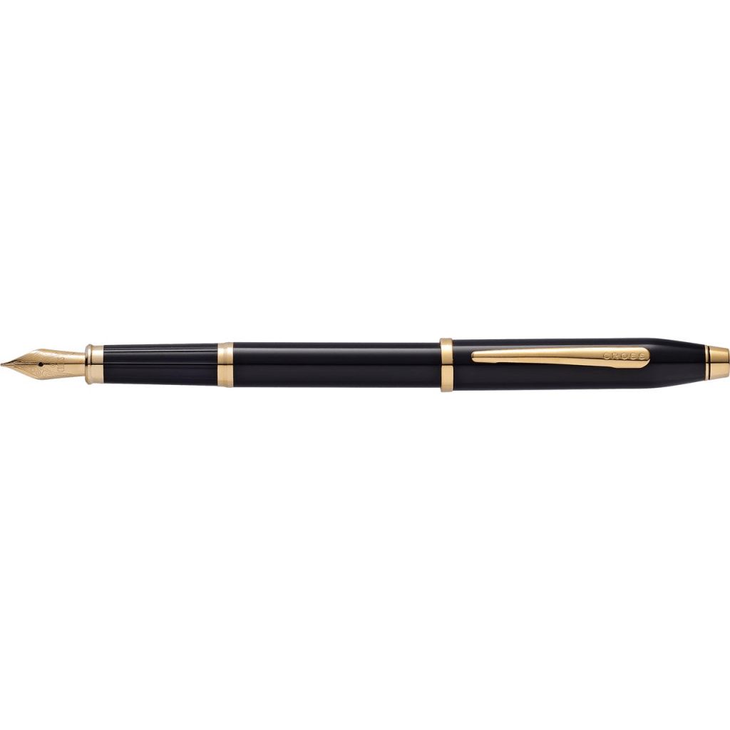 CROSS Century® II Glossy Black Lacquer with 23KT Gold-Plated Appointments and 23KT Gold-Plated Medium Nib Fountain Pen