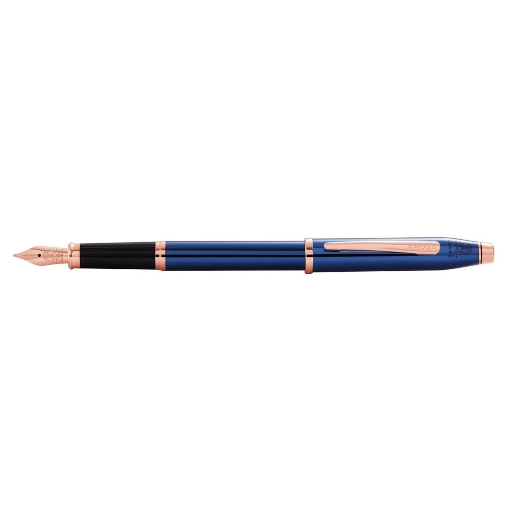 CROSS Century® II Translucent Cobalt Blue Lacquer with Rose Gold PVD Appointments and Fine Nib Fountain Pen with Polished Rose Gold PVD Coated Stainless Steel Nib